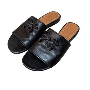 Coach Tassel Slide Sandals size 6 Black Leather Resortwear Quiet Luxury